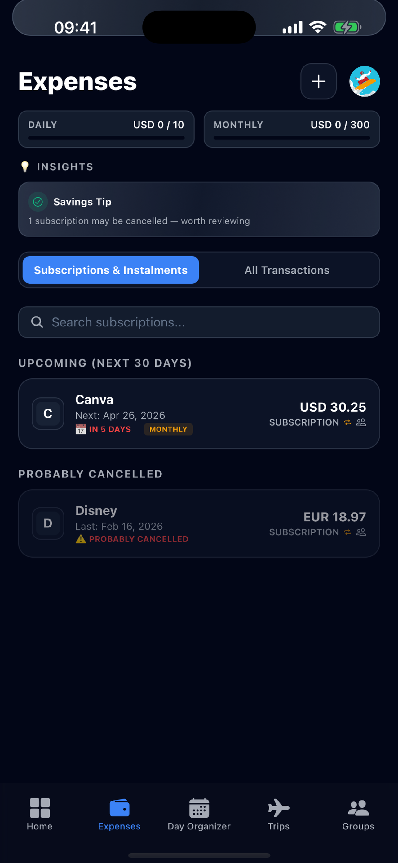Expenses and Insights