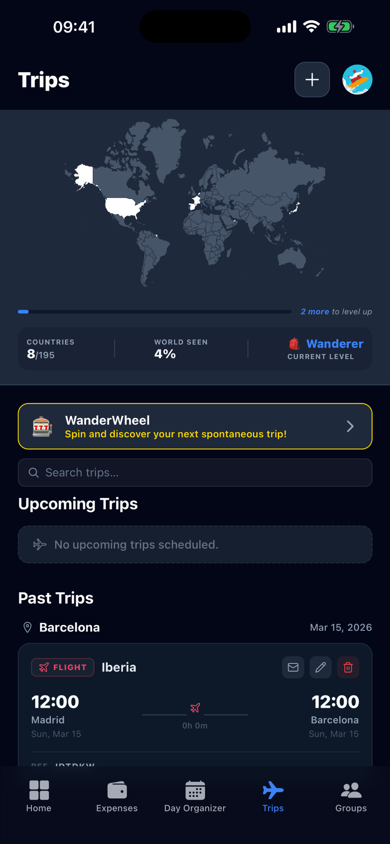 Trips world map